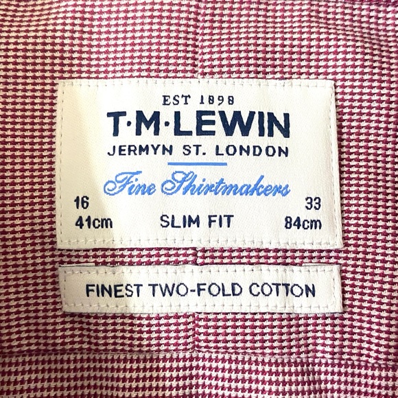 TM Lewin slim fit PURPLE collared button down long sleeve button cuff shirt - Picture 3 of 9